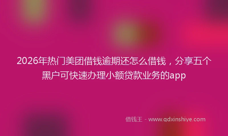 2026年热门美团借钱逾期还怎么借钱，分享五个黑户可快速办理小额贷款业务的app