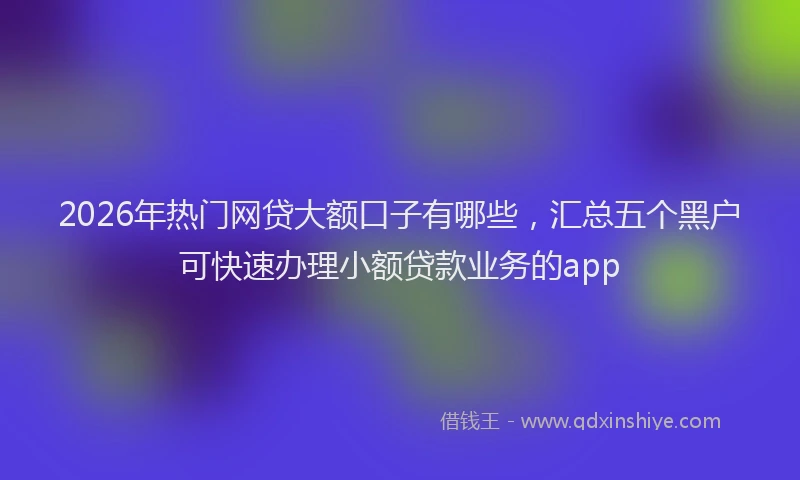 2026年热门网贷大额口子有哪些，汇总五个黑户可快速办理小额贷款业务的app