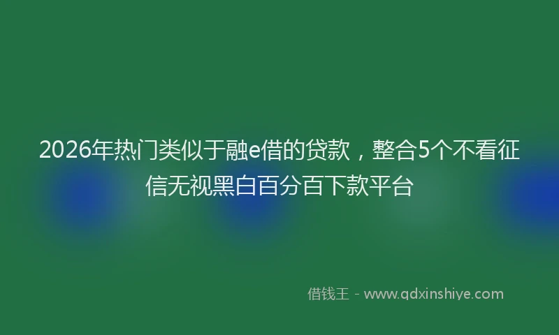 2026年热门类似于融e借的贷款，整合5个不看征信无视黑白百分百下款平台
