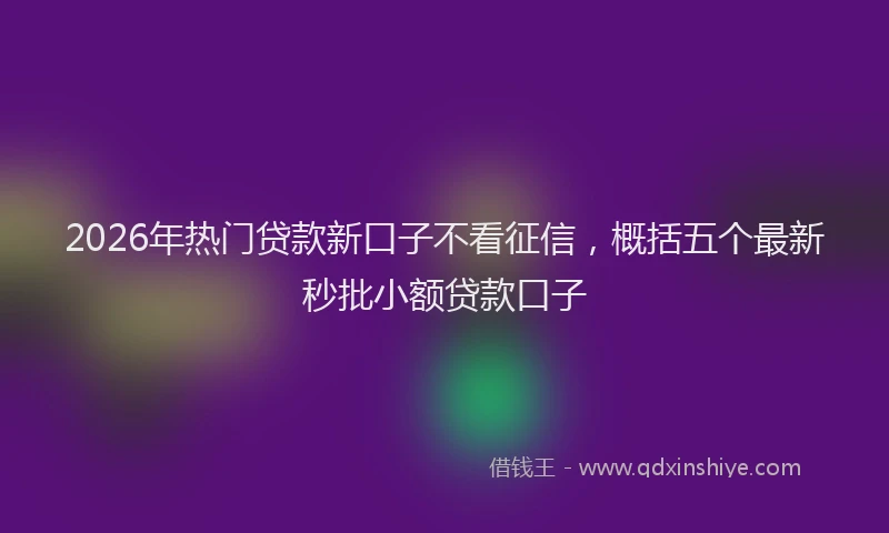 2026年热门贷款新口子不看征信，概括五个最新秒批小额贷款口子