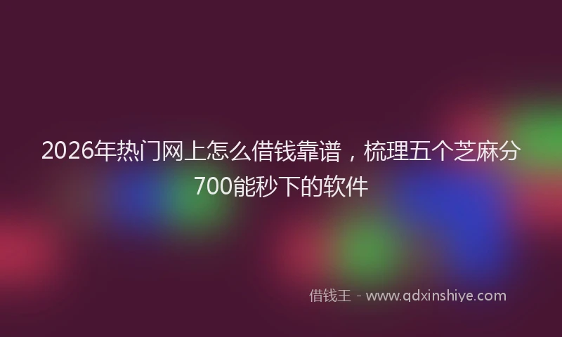 2026年热门网上怎么借钱靠谱，梳理五个芝麻分700能秒下的软件