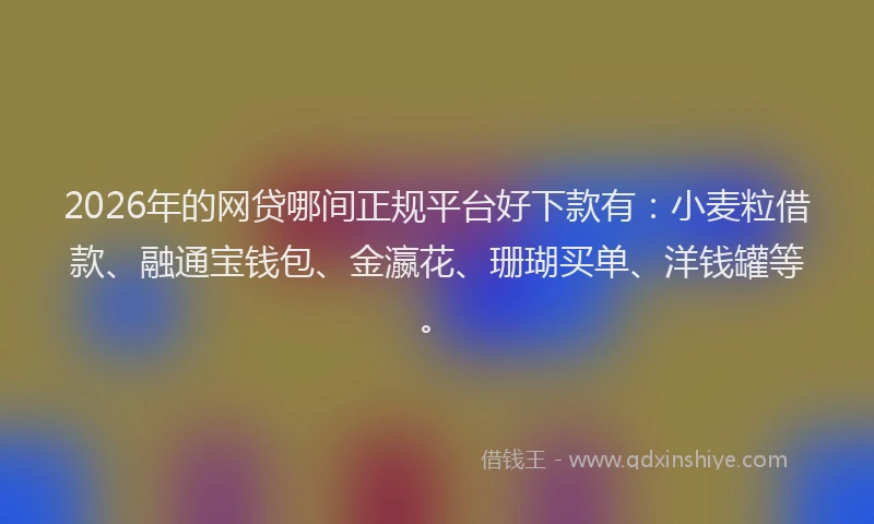 2026年的网贷哪间正规平台好下款有：小麦粒借款、融通宝钱包、金瀛花、珊瑚买单、洋钱罐等。