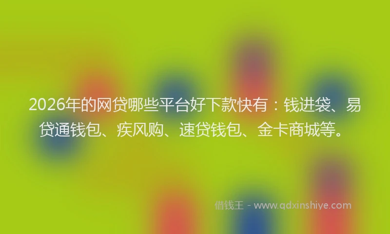 2026年的网贷哪些平台好下款快有：钱进袋、易贷通钱包、疾风购、速贷钱包、金卡商城等。