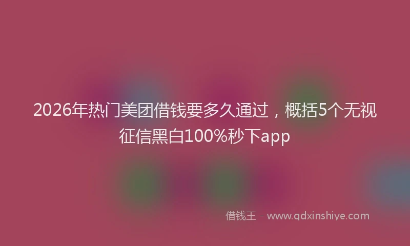 2026年热门美团借钱要多久通过，概括5个无视征信黑白100%秒下app
