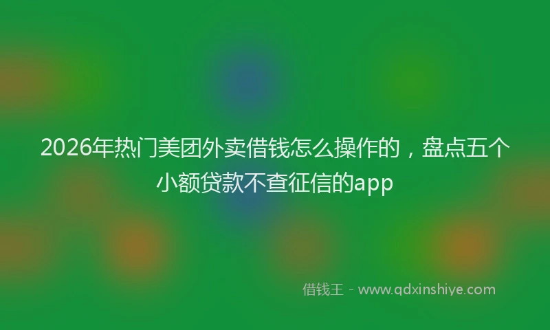 2026年热门美团外卖借钱怎么操作的，盘点五个小额贷款不查征信的app