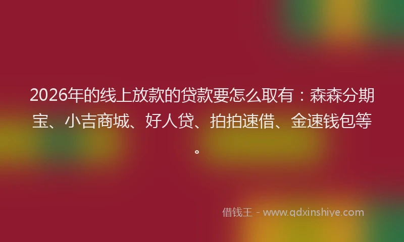 2026年的线上放款的贷款要怎么取有：森森分期宝、小吉商城、好人贷、拍拍速借、金速钱包等。