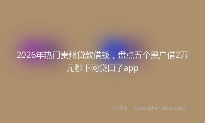 2026年热门贵州贷款借钱，盘点五个黑户借2万元秒下网贷口子app
