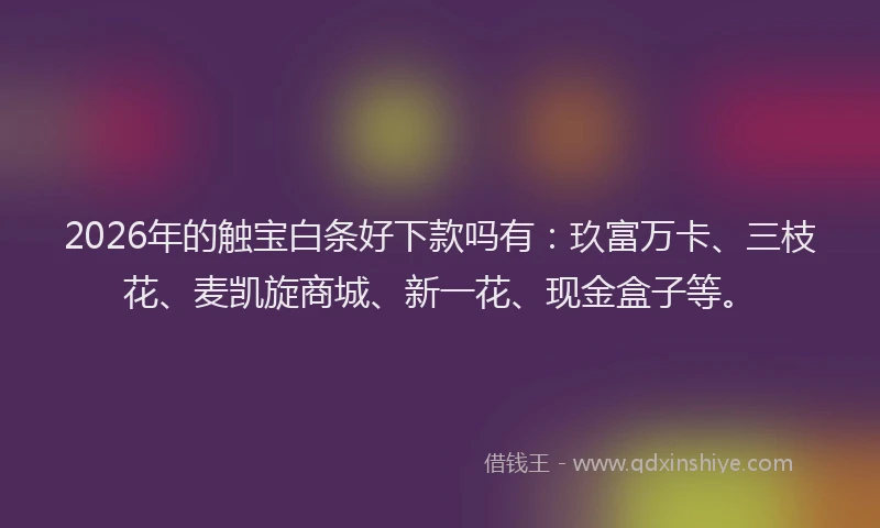 2026年的触宝白条好下款吗有：玖富万卡、三枝花、麦凯旋商城、新一花、现金盒子等。