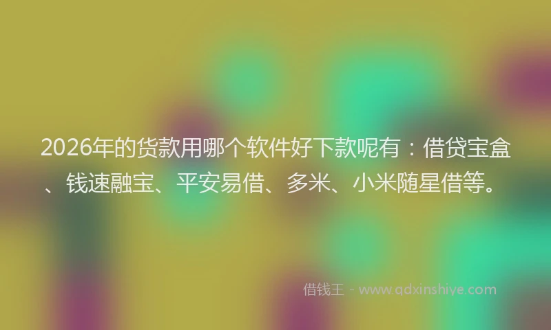 2026年的货款用哪个软件好下款呢有：借贷宝盒、钱速融宝、平安易借、多米、小米随星借等。
