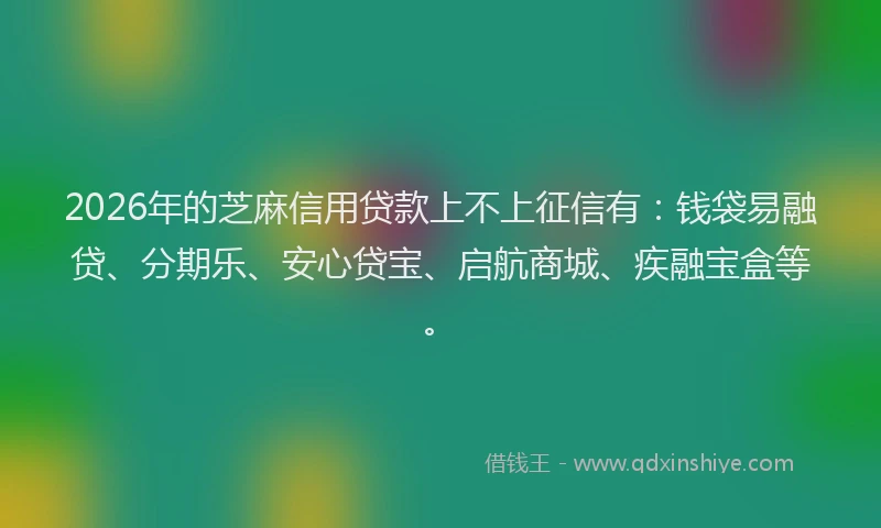 2026年的芝麻信用贷款上不上征信有：钱袋易融贷、分期乐、安心贷宝、启航商城、疾融宝盒等。