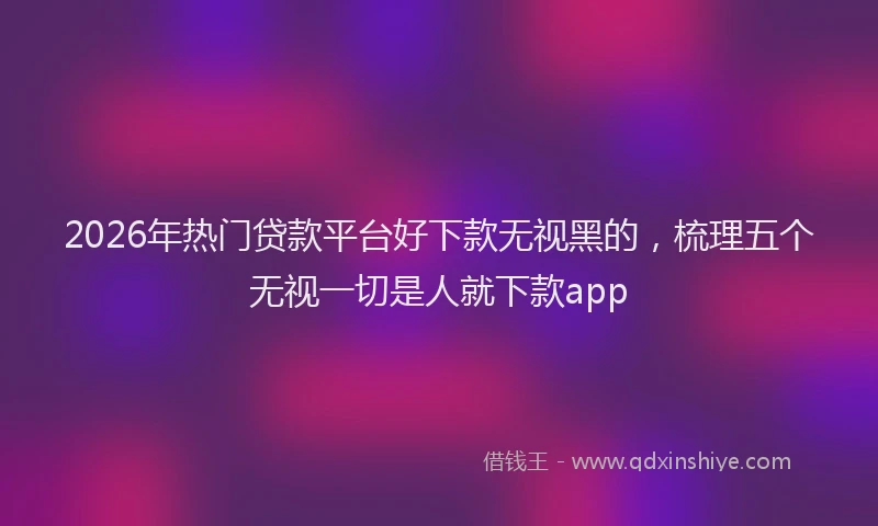 2026年热门贷款平台好下款无视黑的，梳理五个无视一切是人就下款app