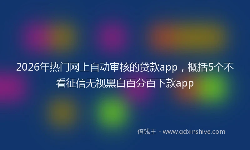 2026年热门网上自动审核的贷款app，概括5个不看征信无视黑白百分百下款app