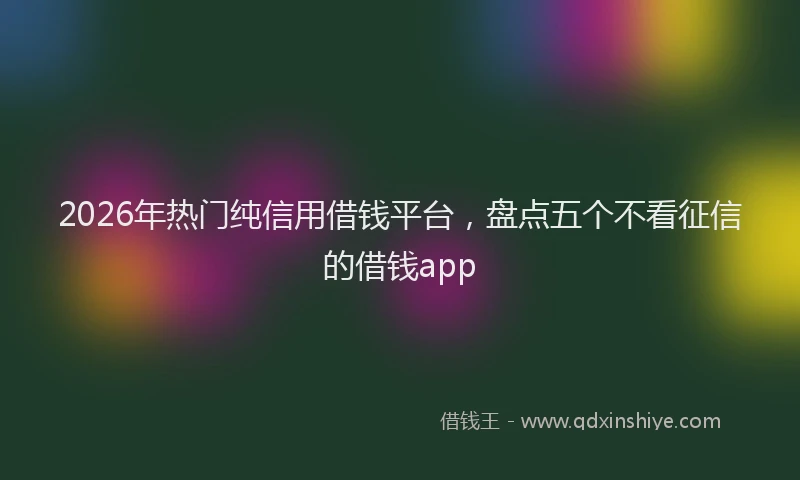 2026年热门纯信用借钱平台，盘点五个不看征信的借钱app