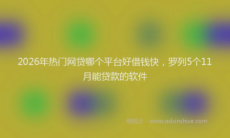 2026年热门网贷哪个平台好借钱快，罗列5个11月能贷款的软件