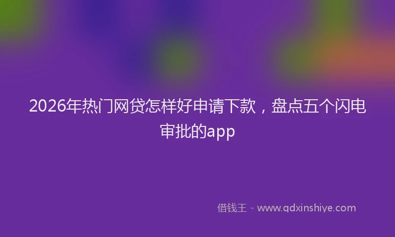 2026年热门网贷怎样好申请下款，盘点五个闪电审批的app