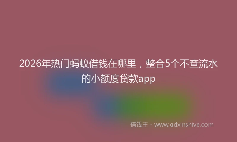 2026年热门蚂蚁借钱在哪里，整合5个不查流水的小额度贷款app