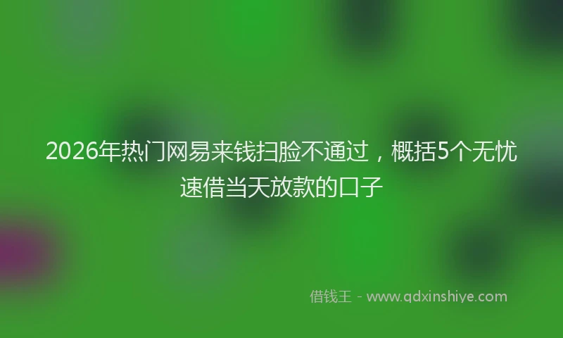 2026年热门网易来钱扫脸不通过，概括5个无忧速借当天放款的口子