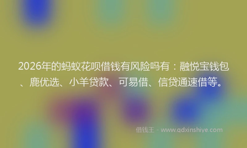 2026年的蚂蚁花呗借钱有风险吗有:融悦宝钱包、鹿优选、小羊贷款、可易借、信贷通速借等。