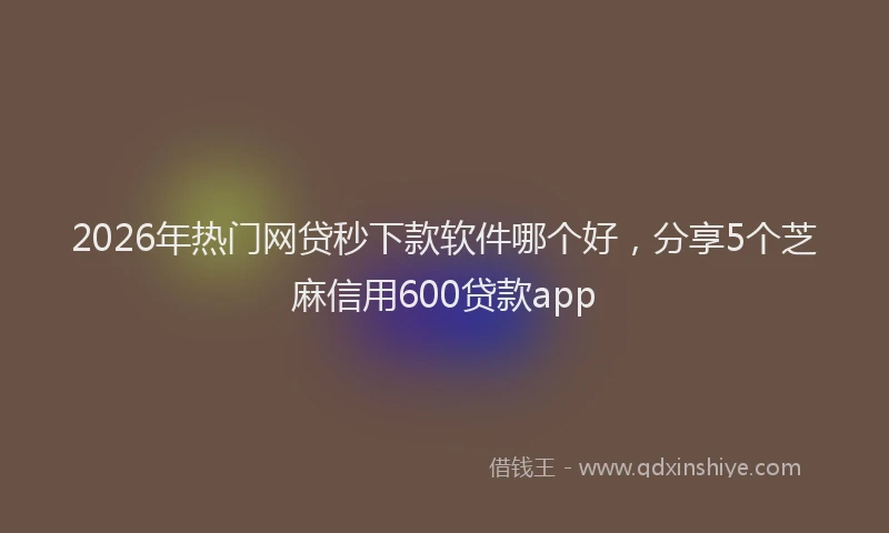 2026年热门网贷秒下款软件哪个好，分享5个芝麻信用600贷款app