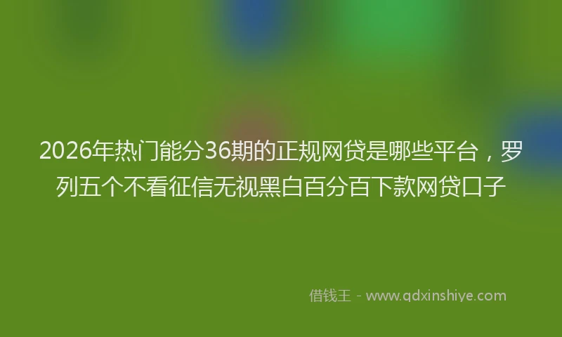 2026年热门能分36期的正规网贷是哪些平台，罗列五个不看征信无视黑白百分百下款网贷口子