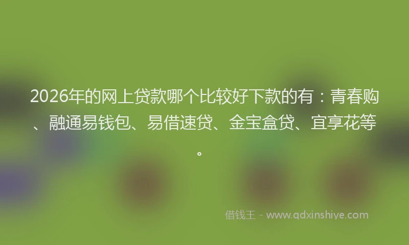 2026年的网上贷款哪个比较好下款的有：青春购、融通易钱包、易借速贷、金宝盒贷、宜享花等。