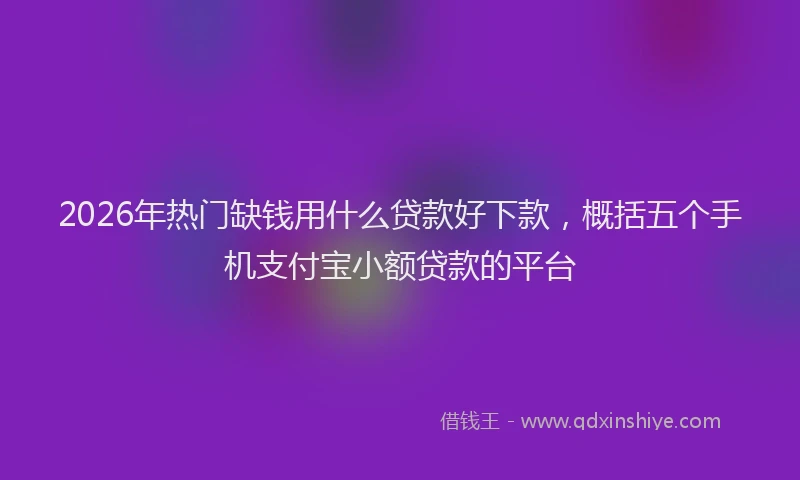 2026年热门缺钱用什么贷款好下款，概括五个手机支付宝小额贷款的平台