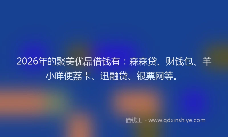 2026年的聚美优品借钱有：森森贷、财钱包、羊小咩便荔卡、迅融贷、银票网等。