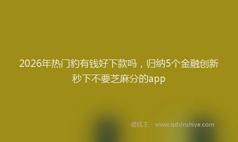 2026年热门豹有钱好下款吗，归纳5个金融创新秒下不要芝麻分的app
