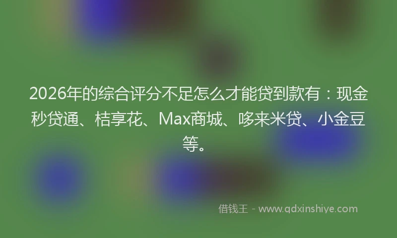 2026年的综合评分不足怎么才能贷到款有：现金秒贷通、桔享花、Max商城、哆来米贷、小金豆等。