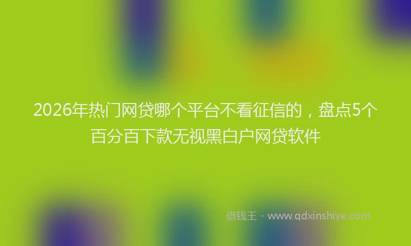 2026年热门网贷哪个平台不看征信的，盘点5个百分百下款无视黑白户网贷软件