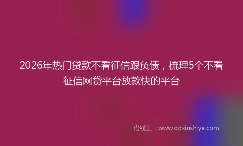 2026年热门贷款不看征信跟负债，梳理5个不看征信网贷平台放款快的平台
