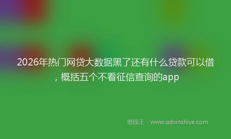 2026年热门网贷大数据黑了还有什么贷款可以借，概括五个不看征信查询的app