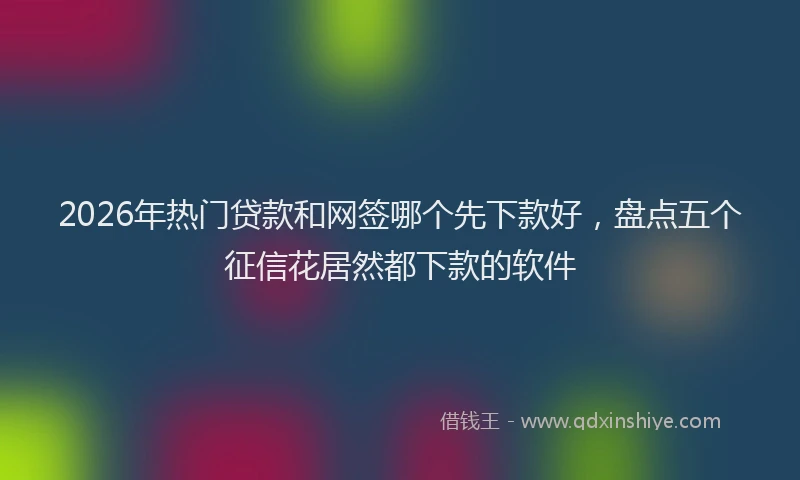 2026年热门贷款和网签哪个先下款好，盘点五个征信花居然都下款的软件