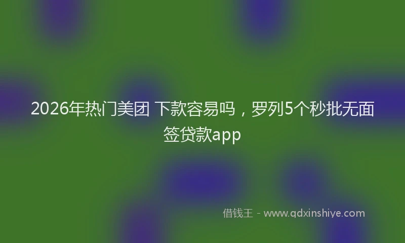 2026年热门美团 下款容易吗，罗列5个秒批无面签贷款app