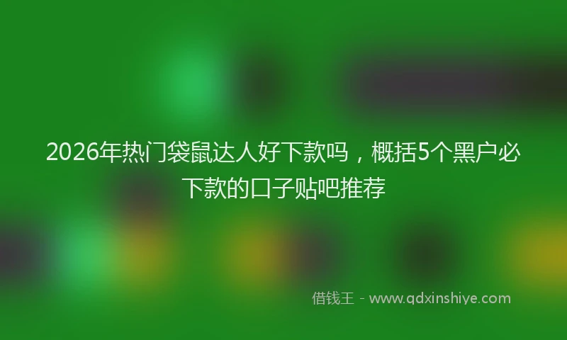 2026年热门袋鼠达人好下款吗，概括5个黑户必下款的口子贴吧推荐
