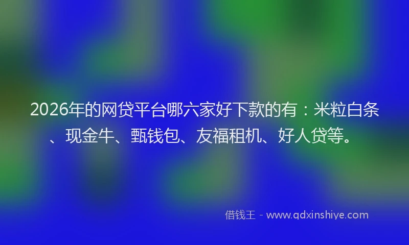2026年的网贷平台哪六家好下款的有：米粒白条、现金牛、甄钱包、友福租机、好人贷等。