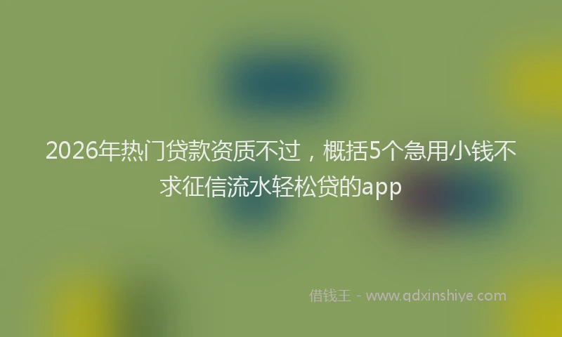 2026年热门贷款资质不过，概括5个急用小钱不求征信流水轻松贷的app