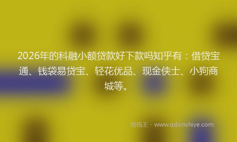 2026年的科融小额贷款好下款吗知乎有：借贷宝通、钱袋易贷宝、轻花优品、现金侠士、小狗商城等。