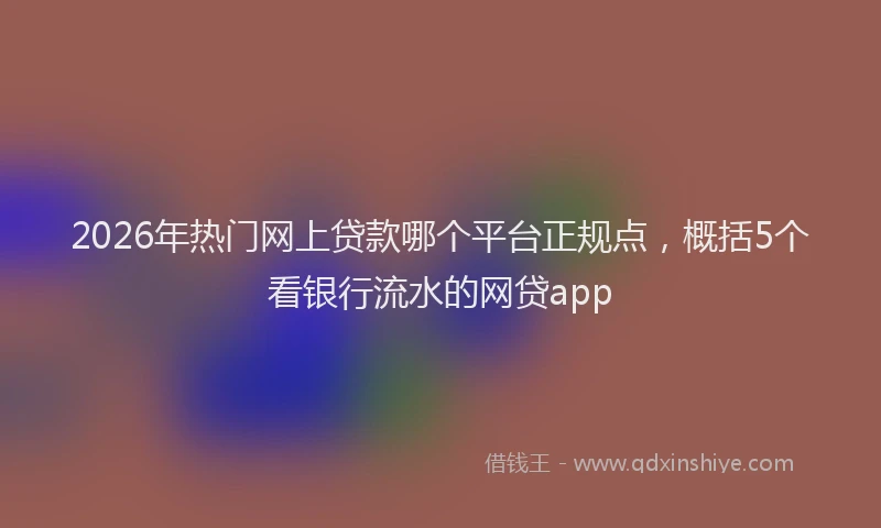2026年热门网上贷款哪个平台正规点，概括5个看银行流水的网贷app