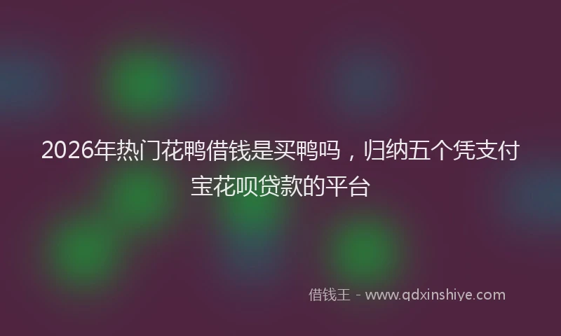 2026年热门花鸭借钱是买鸭吗，归纳五个凭支付宝花呗贷款的平台