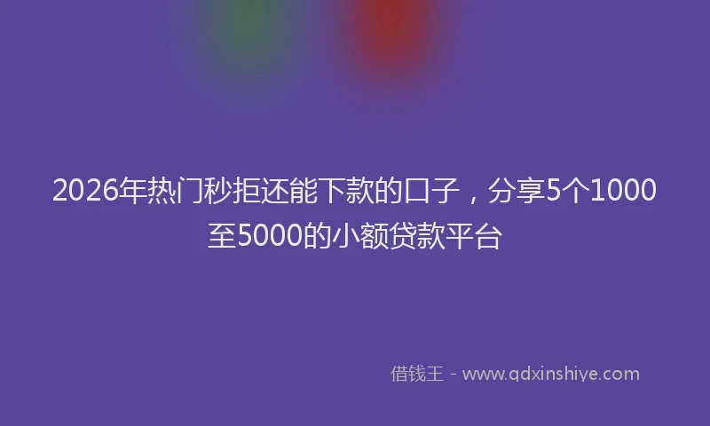 2026年热门秒拒还能下款的口子，分享5个1000至5000的小额贷款平台