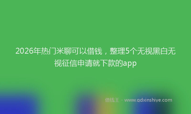 2026年热门米聊可以借钱，整理5个无视黑白无视征信申请就下款的app