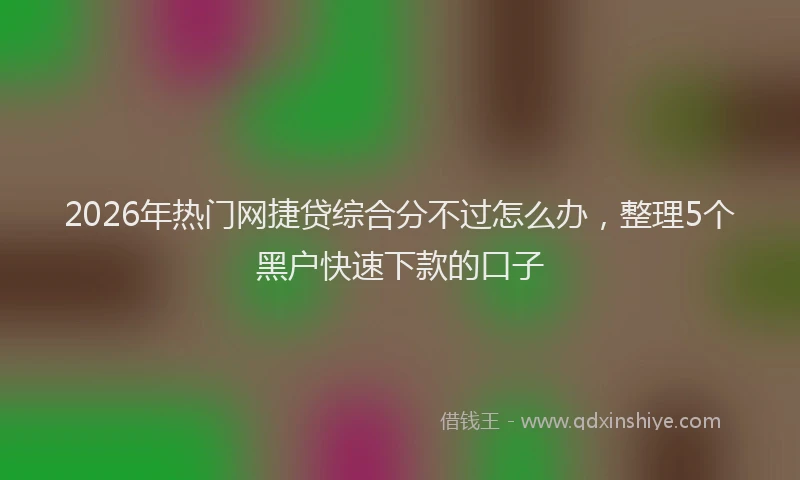 2026年热门网捷贷综合分不过怎么办，整理5个黑户快速下款的口子