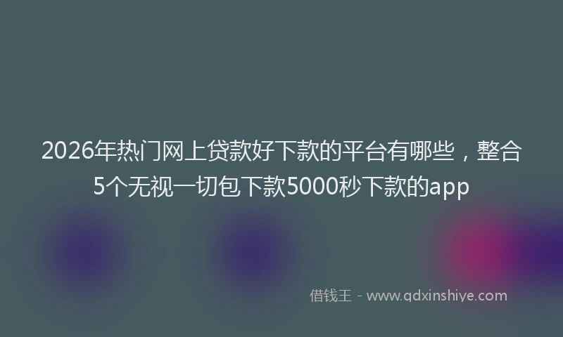 2026年热门网上贷款好下款的平台有哪些，整合5个无视一切包下款5000秒下款的app