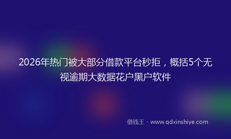 2026年热门被大部分借款平台秒拒，概括5个无视逾期大数据花户黑户软件