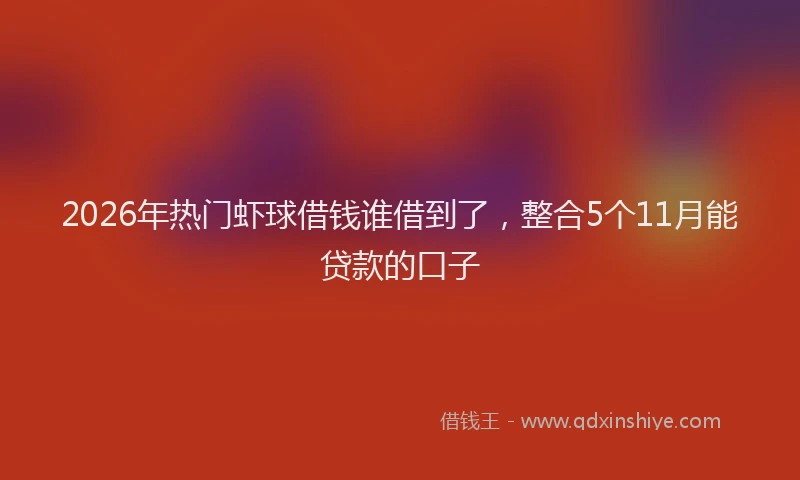 2026年热门虾球借钱谁借到了，整合5个11月能贷款的口子