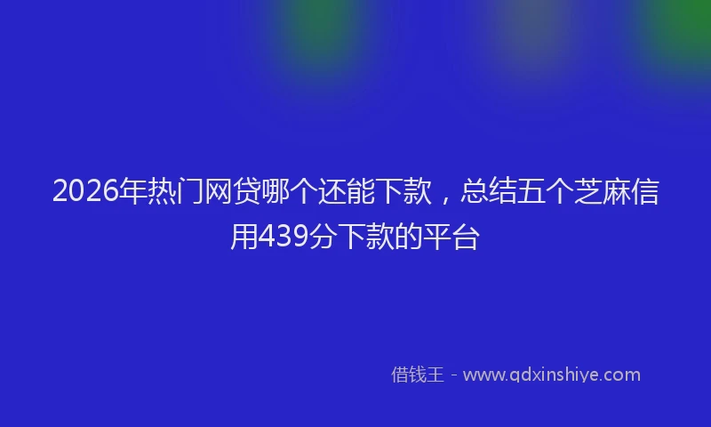 2026年热门网贷哪个还能下款，总结五个芝麻信用439分下款的平台