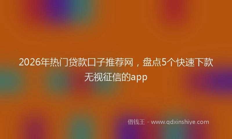 2026年热门贷款口子推荐网，盘点5个快速下款无视征信的app