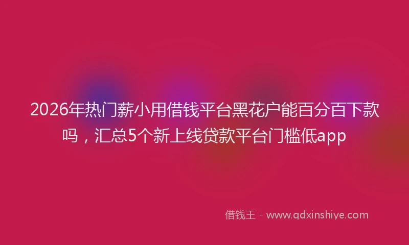 2026年热门薪小用借钱平台黑花户能百分百下款吗，汇总5个新上线贷款平台门槛低app