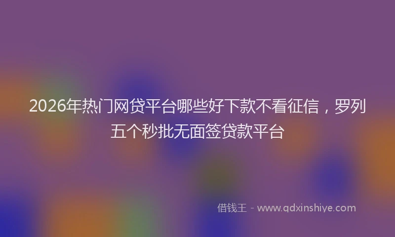 2026年热门网贷平台哪些好下款不看征信，罗列五个秒批无面签贷款平台